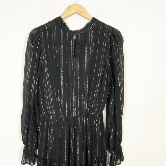 ELAN Shimmer Stripe Maxi Dress Black Silver - Picture 3 of 15